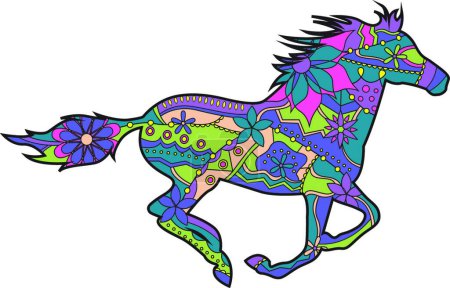 Téléchargez les illustrations : "illustration vectorielle de silhouette de cheval" - en licence libre de droit