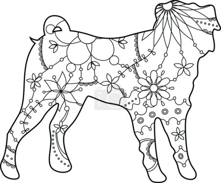 Illustration for Pug dog coloring vector illustration - Royalty Free Image