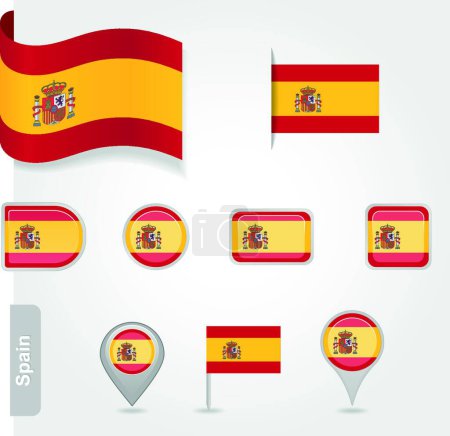 Téléchargez les illustrations : "Illustration vectorielle icône drapeau espagnol - en licence libre de droit