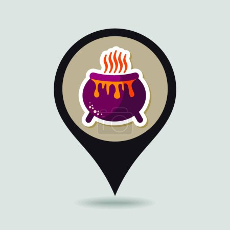 Illustration for "Halloween witch cauldron mapping pin icon" - Royalty Free Image