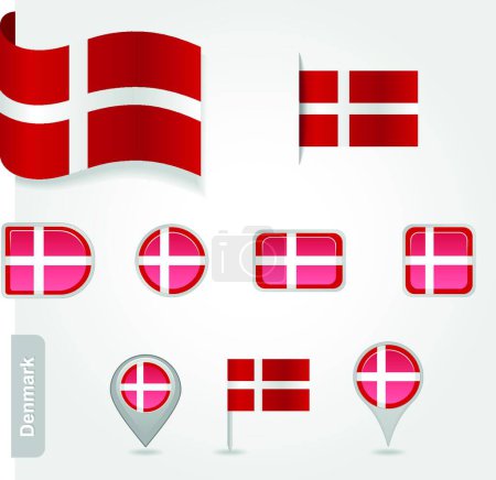 Ilustración de "Bandera de Dinamarca icono "vector de ilustración - Imagen libre de derechos