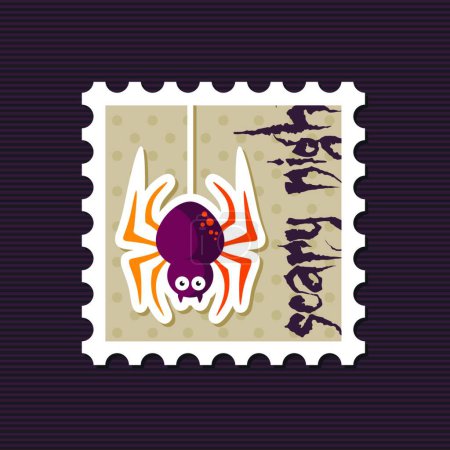 Téléchargez les illustrations : "Illustration vectorielle du timbre Halloween araignée" - en licence libre de droit