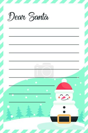 Ilustración de "Mensaje carta para Papá Noel de muñeco de nieve en Navidad" - Imagen libre de derechos