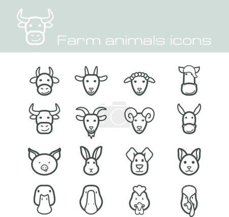 Illustration for "Farm animals icons" vector illustration - Royalty Free Image