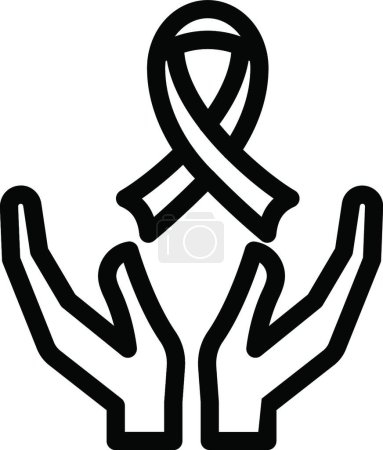 Téléchargez les illustrations : Illustration vectorielle d'icône de sensibilisation au cancer - en licence libre de droit