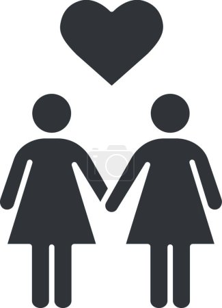 Téléchargez les illustrations : "Lesbienne couple icône "illustration vectorielle - en licence libre de droit