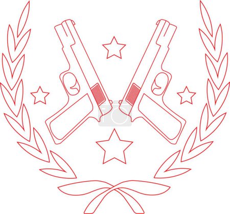 Illustration for Pistols emblem. Contour icon for web, vector illustration - Royalty Free Image