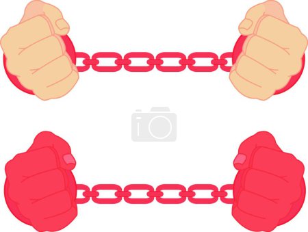 Illustration for Chained fists. Vector illustration - Royalty Free Image