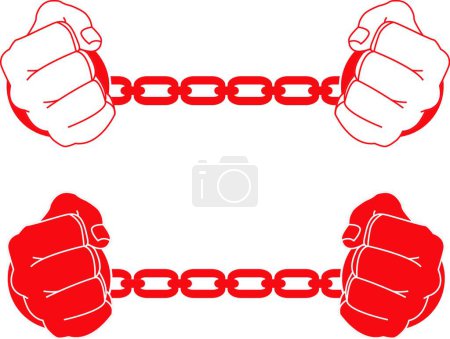 Illustration for Man hands in strained steel handcuffs. Vector illustration - Royalty Free Image