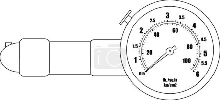 Illustration for Tire pressure gauge. Contour. Vector illustration - Royalty Free Image