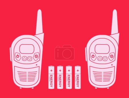 Illustration for Travel radio set devices wit batteries. Chalk. Vector illustration - Royalty Free Image