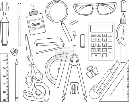Illustration for Stationery tools. Contour. Vector illustration - Royalty Free Image