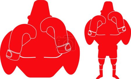 Téléchargez les illustrations : Silhouette de grand boxeur musclé en position de combat. Illustration vectorielle - en licence libre de droit