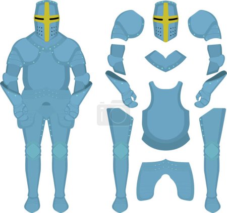 Illustration for Medieval knight armor parts. Vector illustration - Royalty Free Image