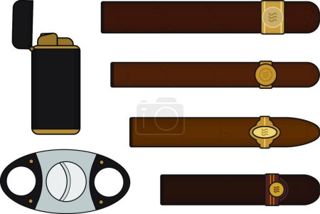 Illustration for Cigar smoker set. Vector illustration - Royalty Free Image