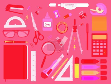Illustration for Stationery tools color. Vector illustration - Royalty Free Image
