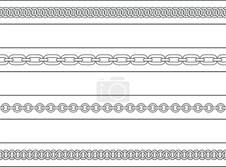 Illustration for Set of chains web page dividers. Contour lines icon for web, vector illustration - Royalty Free Image
