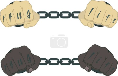 Illustration for Fist with tattoo in chains icon for web, vector illustration - Royalty Free Image