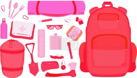 Illustration for Camping items set. Color icon for web, vector illustration - Royalty Free Image