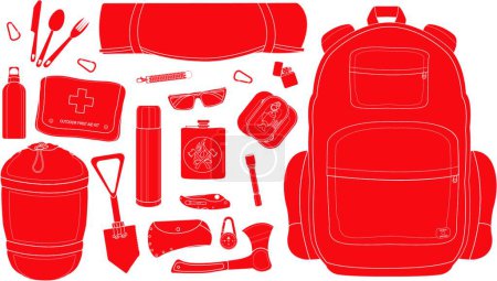 Illustration for Camping items set. icon for web, vector illustration - Royalty Free Image