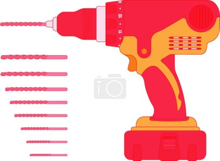 Illustration for "Electric drill and bits" vector illustration - Royalty Free Image