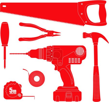 Illustration for Set of different construction tools, simple vector illustration - Royalty Free Image
