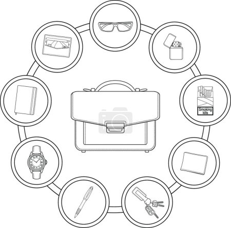 Téléchargez les illustrations : Illustration vectorielle de sac à main homme d'affaires - en licence libre de droit