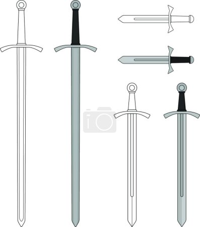 Illustration for "Medieval sword set" vector illustration - Royalty Free Image