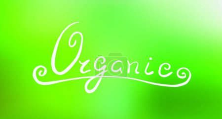 Illustration for "Organic lettering on green blurred background" - Royalty Free Image