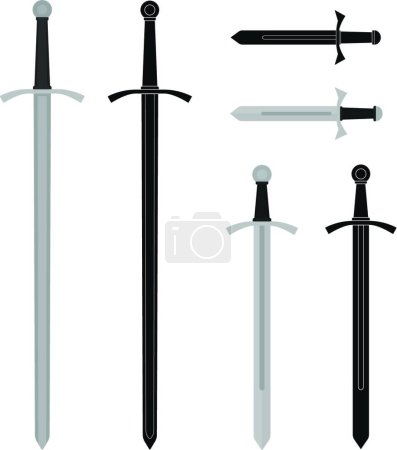 Téléchargez les illustrations : "Jeu d'épée médiévale "illustration vectorielle - en licence libre de droit