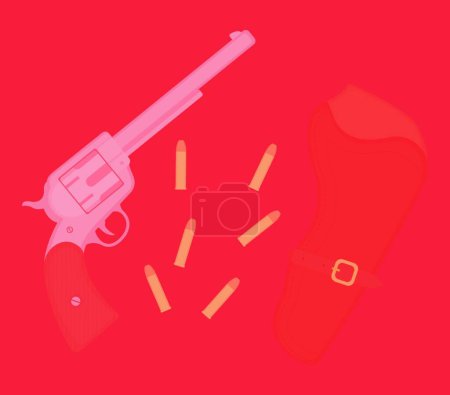 Illustration for Wild west revolver with bullets - Royalty Free Image