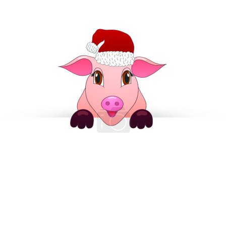 Téléchargez les illustrations : Cochon nouvelle année symbole regarde hors de papier - en licence libre de droit