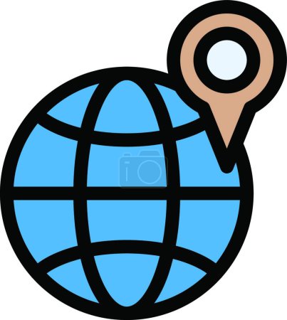 Illustration for Global location icon, isolated illustration - Royalty Free Image