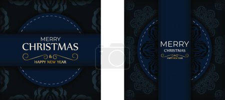 Ilustración de "Folleto Feliz Navidad color azul oscuro con patrón abstracto" - Imagen libre de derechos