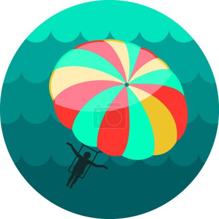 Illustration for Parasailing. Summer kiting activity icon. Vacation - Royalty Free Image