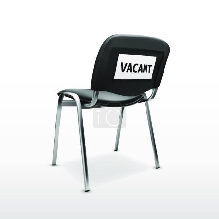 Illustration for 3D Modern Office Chair Black Cloth With Vacant Sign - Royalty Free Image