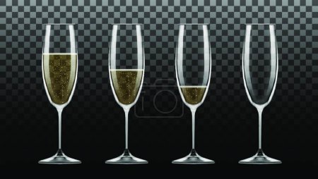Téléchargez les illustrations : Verre à champagne transparent réaliste - en licence libre de droit