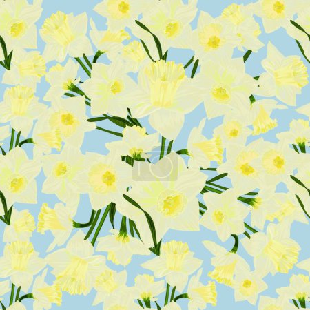 Ilustración de "Textura abstracta con narcisos. Patrón sin costuras con adorno de ramo de flores festivo
" - Imagen libre de derechos