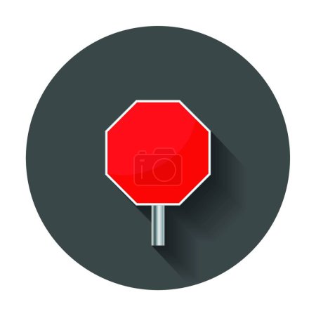 Illustration for "Blank red stop sign vector icon. Empty danger symbol vector illustration with long shadow." - Royalty Free Image
