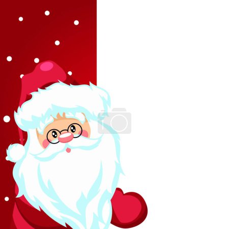 Téléchargez les illustrations : "carte de Noël avec santa claus souriant" - en licence libre de droit