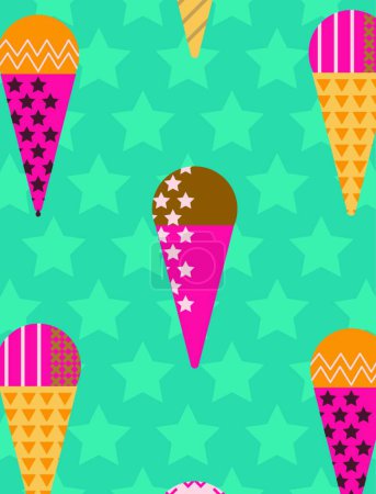 Illustration for Seamless pattern with ice cream - Royalty Free Image