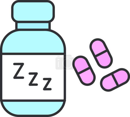 Illustration for "Sleeping pills color icon vector illustration" - Royalty Free Image