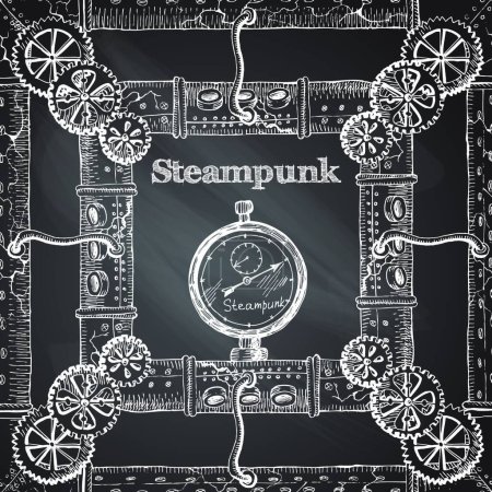 Téléchargez les illustrations : "steampunk frame "illustration vectorielle - en licence libre de droit