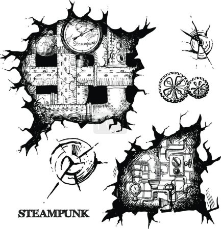 Illustration for "steampunk sketch holes"  vector illustration - Royalty Free Image