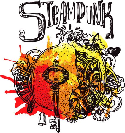 Téléchargez les illustrations : "grenat style steampunk "illustration vectorielle - en licence libre de droit