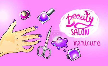 Illustration for Beauty salon manicure vector illustration - Royalty Free Image