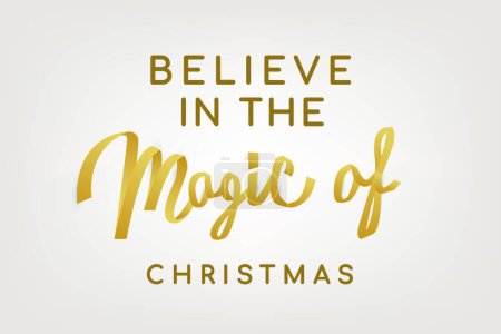 Illustration for Magical Christmas background, gold holiday greeting typography vector - Royalty Free Image