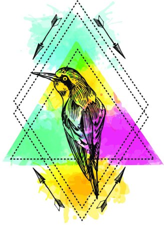 Téléchargez les illustrations : "oiseau et aquarelle "illustration vectorielle - en licence libre de droit