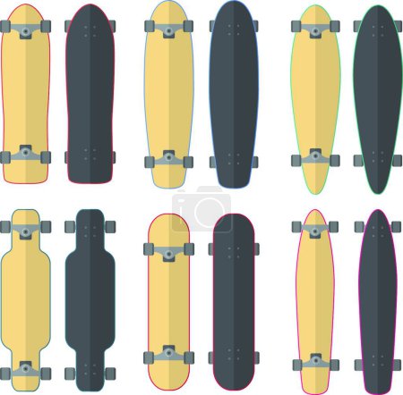 Illustration for Skateboards and Longboards, vector illustration - Royalty Free Image