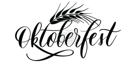 Téléchargez les illustrations : "Oktoberfest bière festival typographie lettrage emblème avec aigle. Éléments de design fabriqués à la main pour imprimer des affiches publicitaires. Illustration vectorielle vintage
." - en licence libre de droit